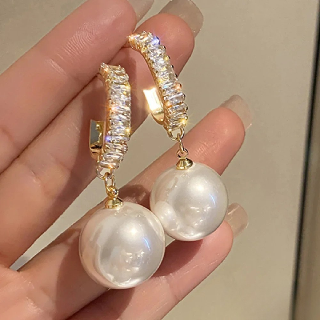 Orecchini Eleganti in Perle e Zirconia