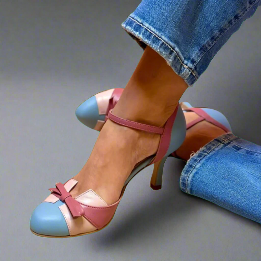 LUCINDA | Décolleté color block elegante con bel bibelot in nastro