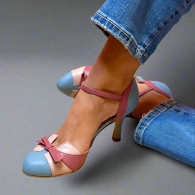 LUCINDA | Décolleté color block elegante con bel bibelot in nastro