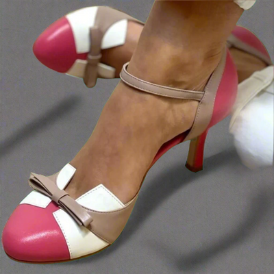 LUCINDA | Décolleté color block elegante con bel bibelot in nastro