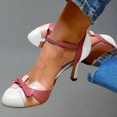 LUCINDA | Décolleté color block elegante con bel bibelot in nastro