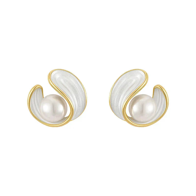 Orecchini di Opale Bianco di Lusso con Perle in Oro