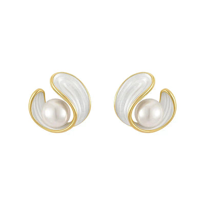 Orecchini di Opale Bianco di Lusso con Perle in Oro