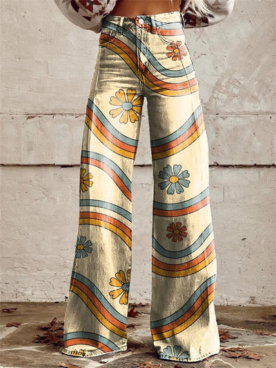 Lily™ - Pantaloni a Gamba Larga Striati Multicolore e alla Moda