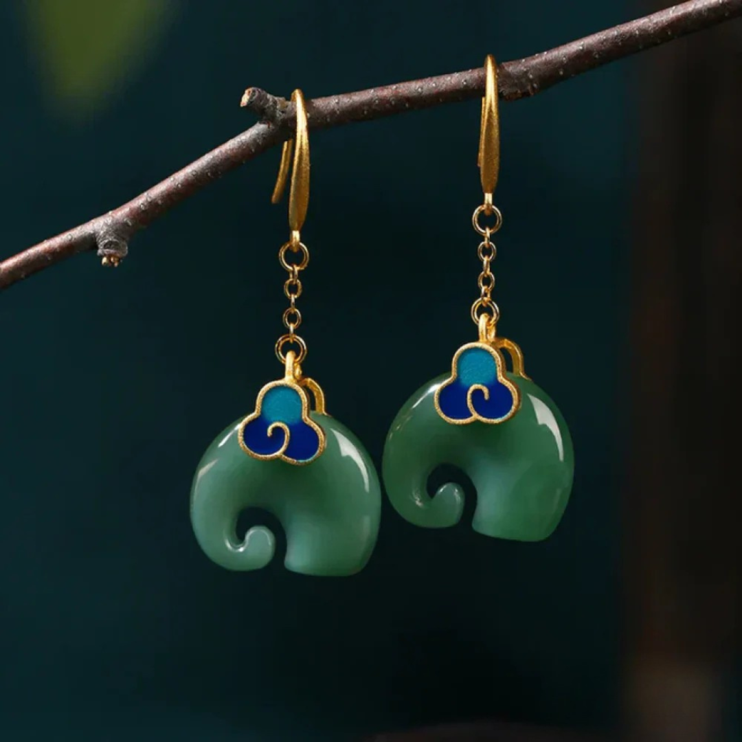 Orecchini Elefante Verde Retro