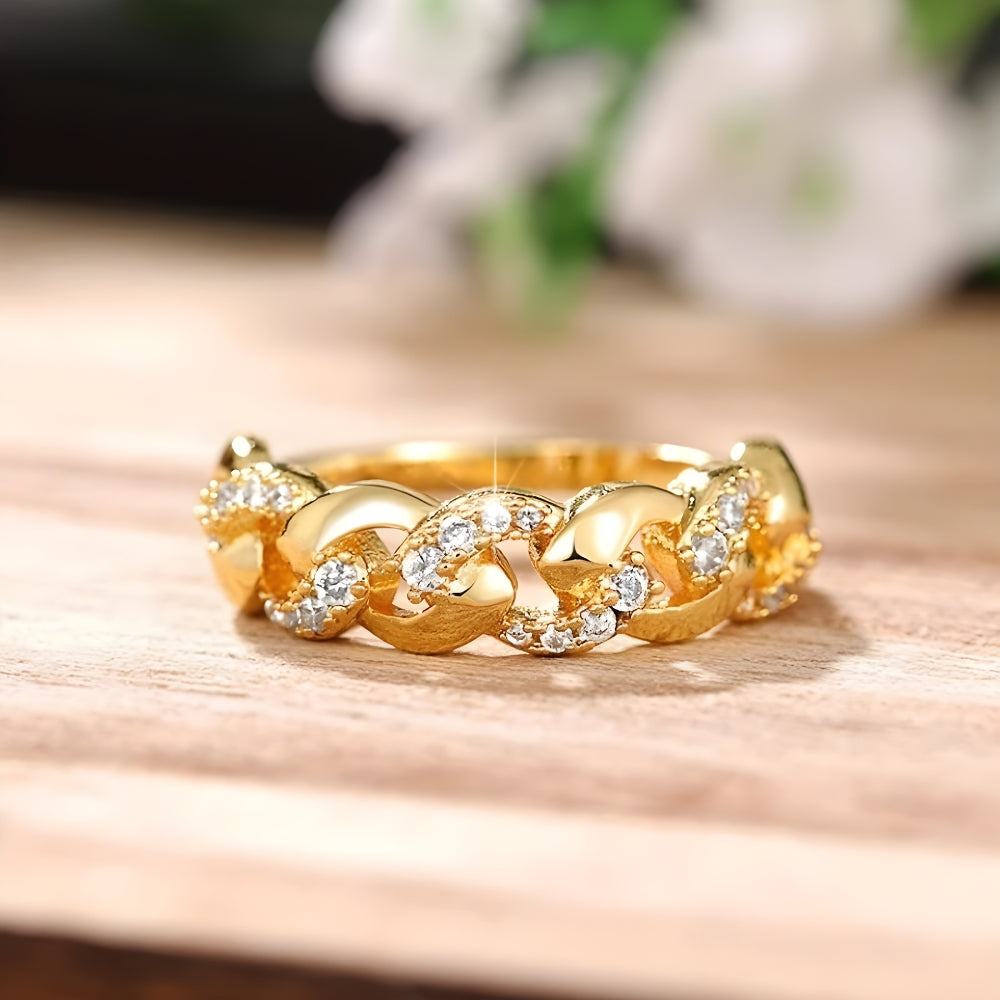 Anello Elegante con Maglia Dorata