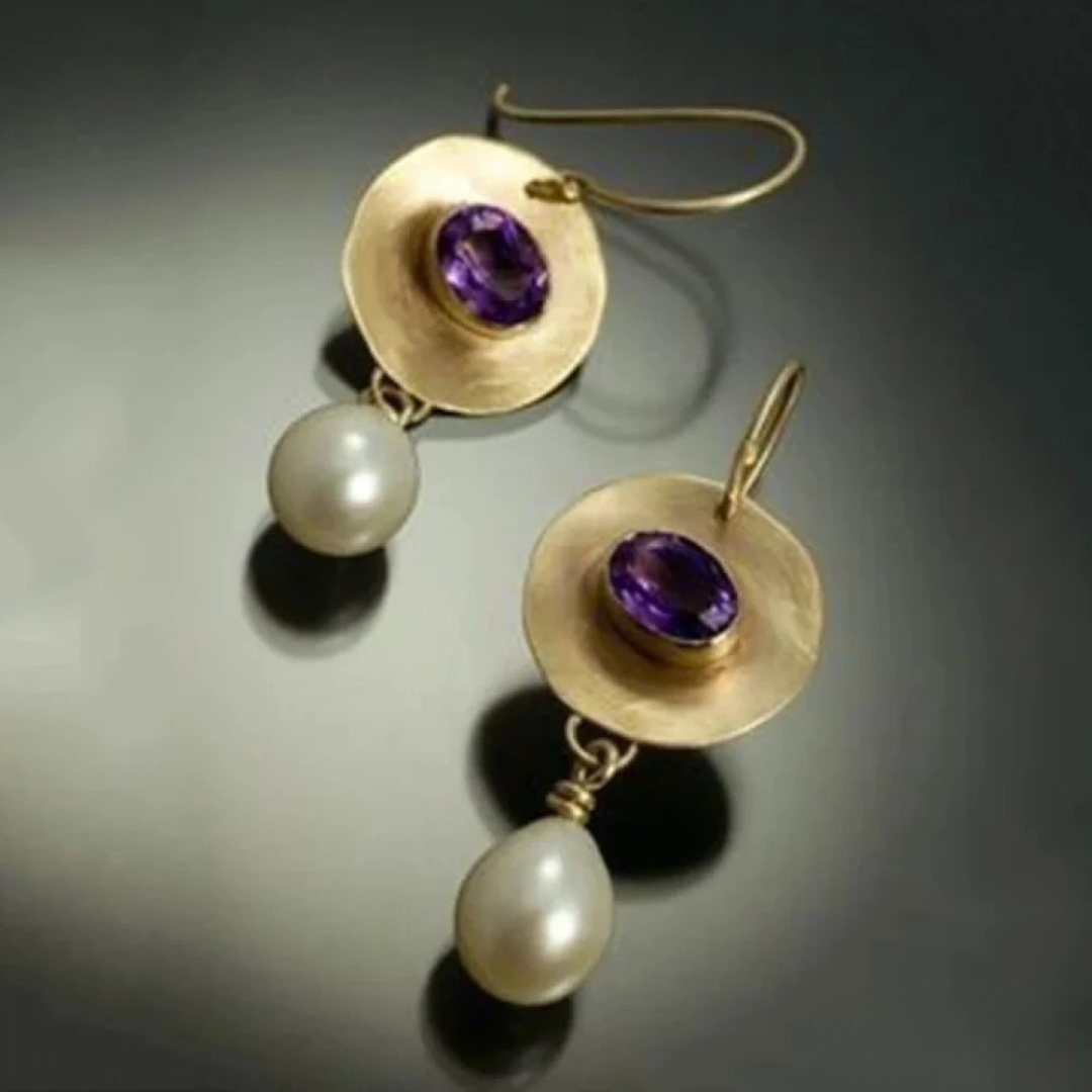 Orecchini in Perla di Zirconia Viola Oro