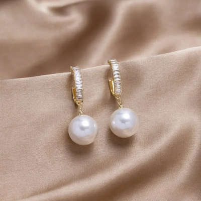 Orecchini Eleganti in Perle e Zirconia