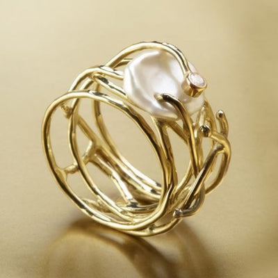 Anello Retro Perla Oro