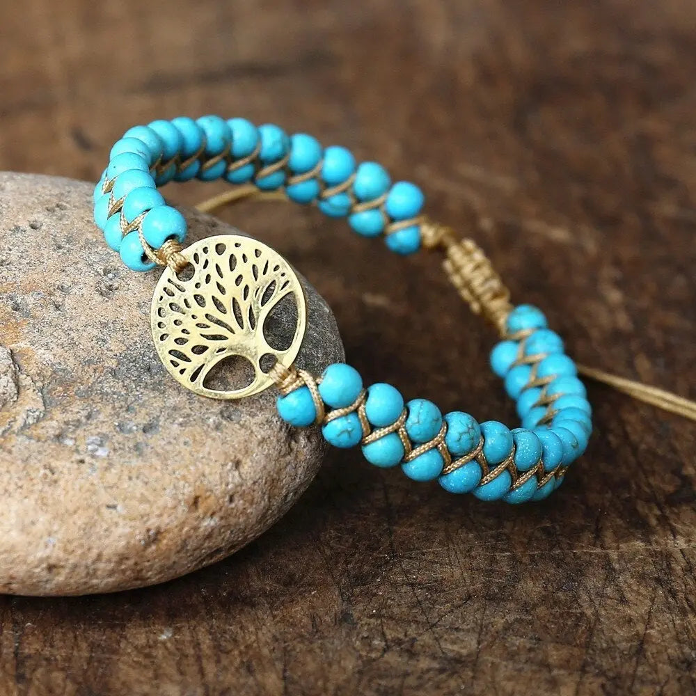 Bracciale Albero della Vita Pietra Turchese Fatta a Mano