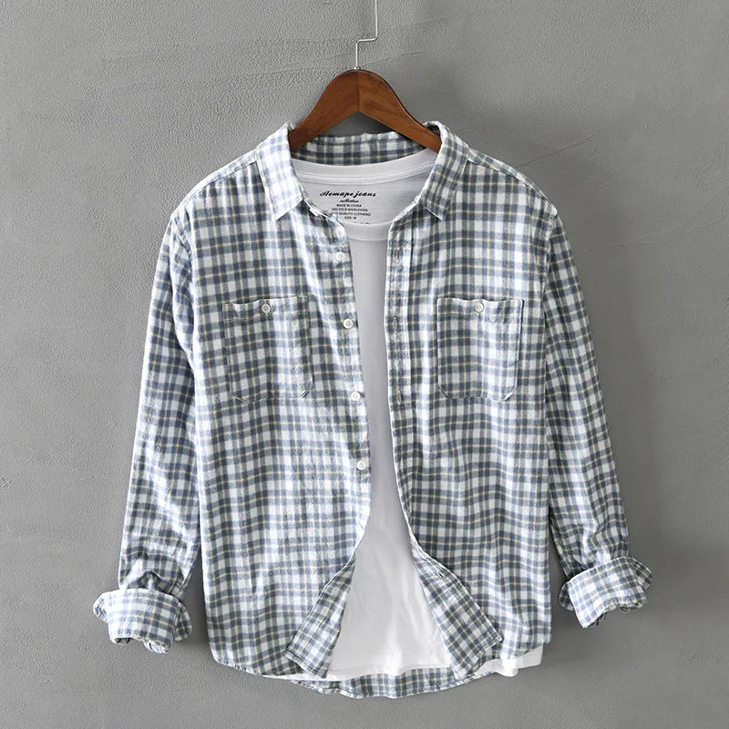 Beeckhoven™ | Blusa in lino con motivo a quadri