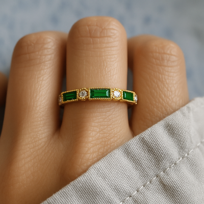 Alex - Anello in Oro con Zirconia Incastonata Verde