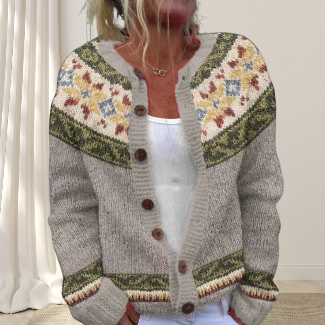 Virelle™ - Cardigan Chic Lavorato a Maglia con Motivo