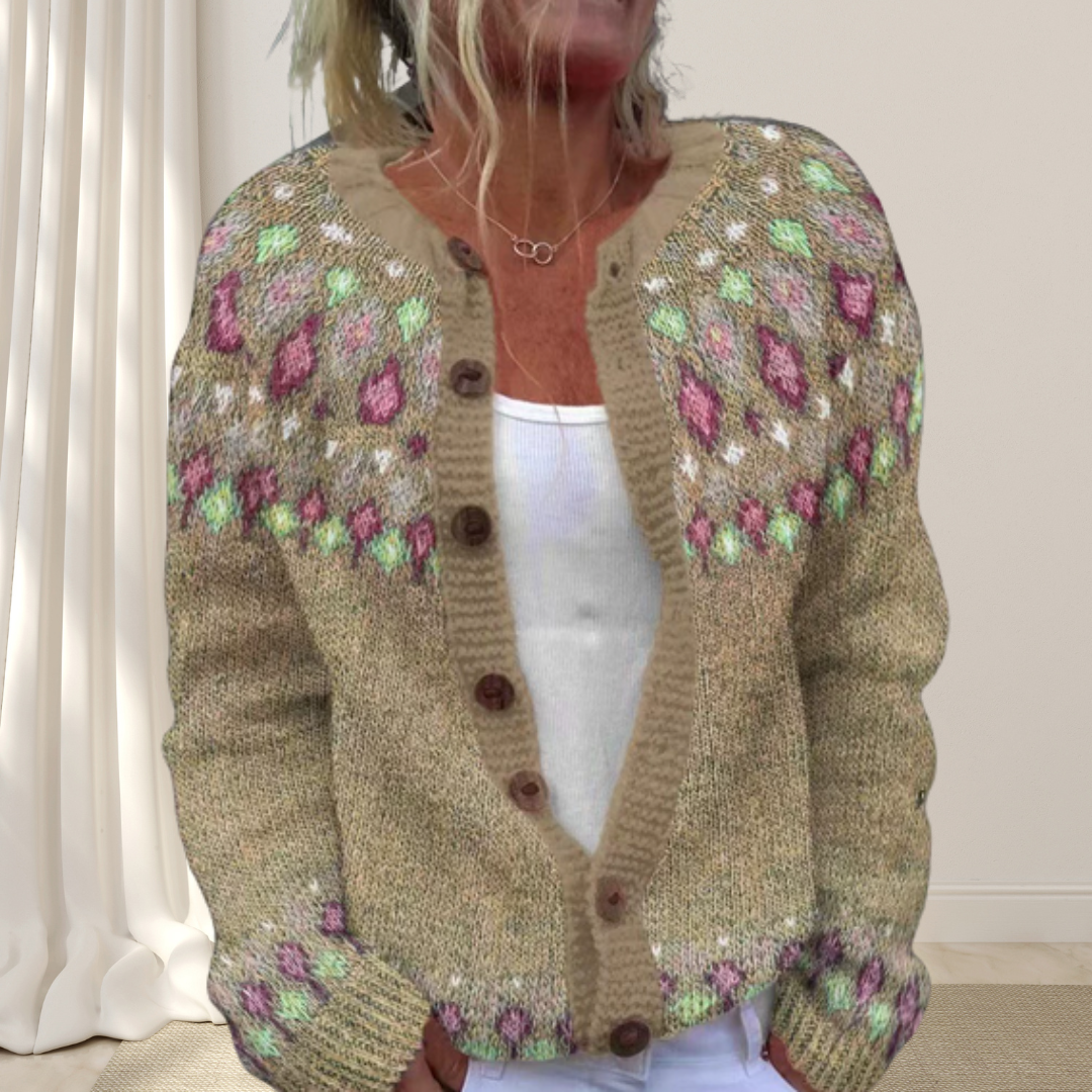 Virelle™ - Cardigan Chic Lavorato a Maglia con Motivo