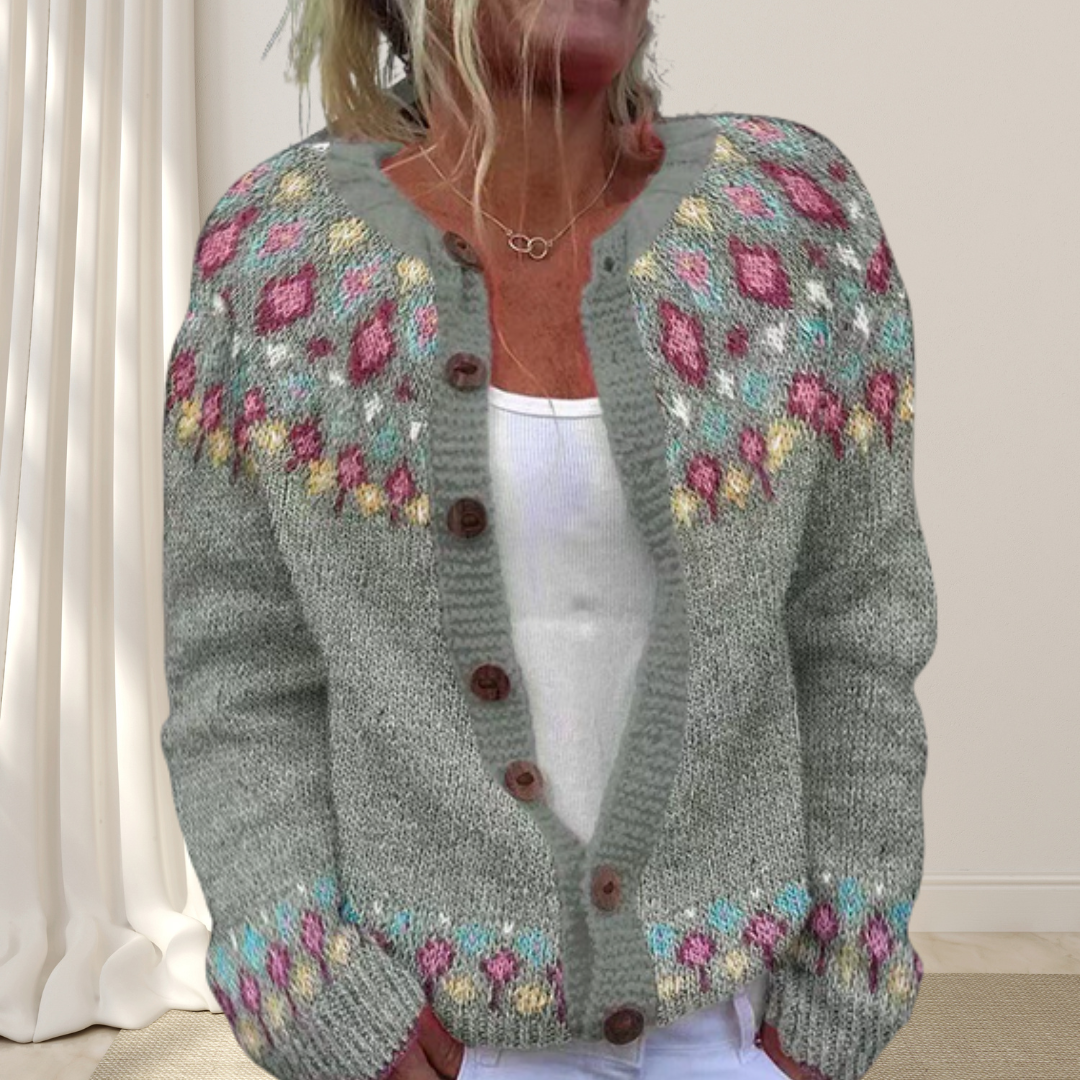 Virelle™ - Cardigan Chic Lavorato a Maglia con Motivo