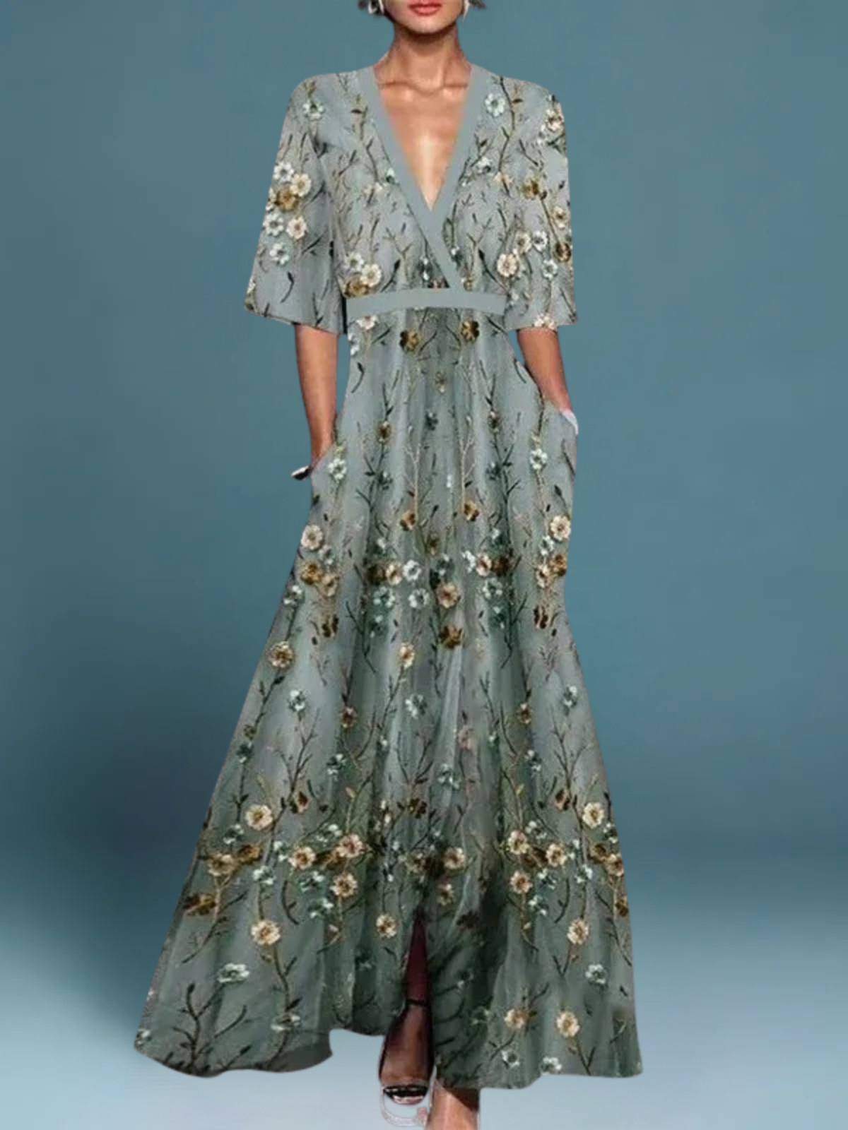 Océane – Abito lungo elegante con motivi floreali per un look sofisticato