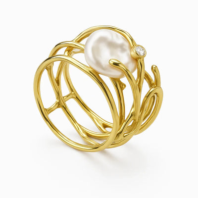 Anello Retro Perla Oro