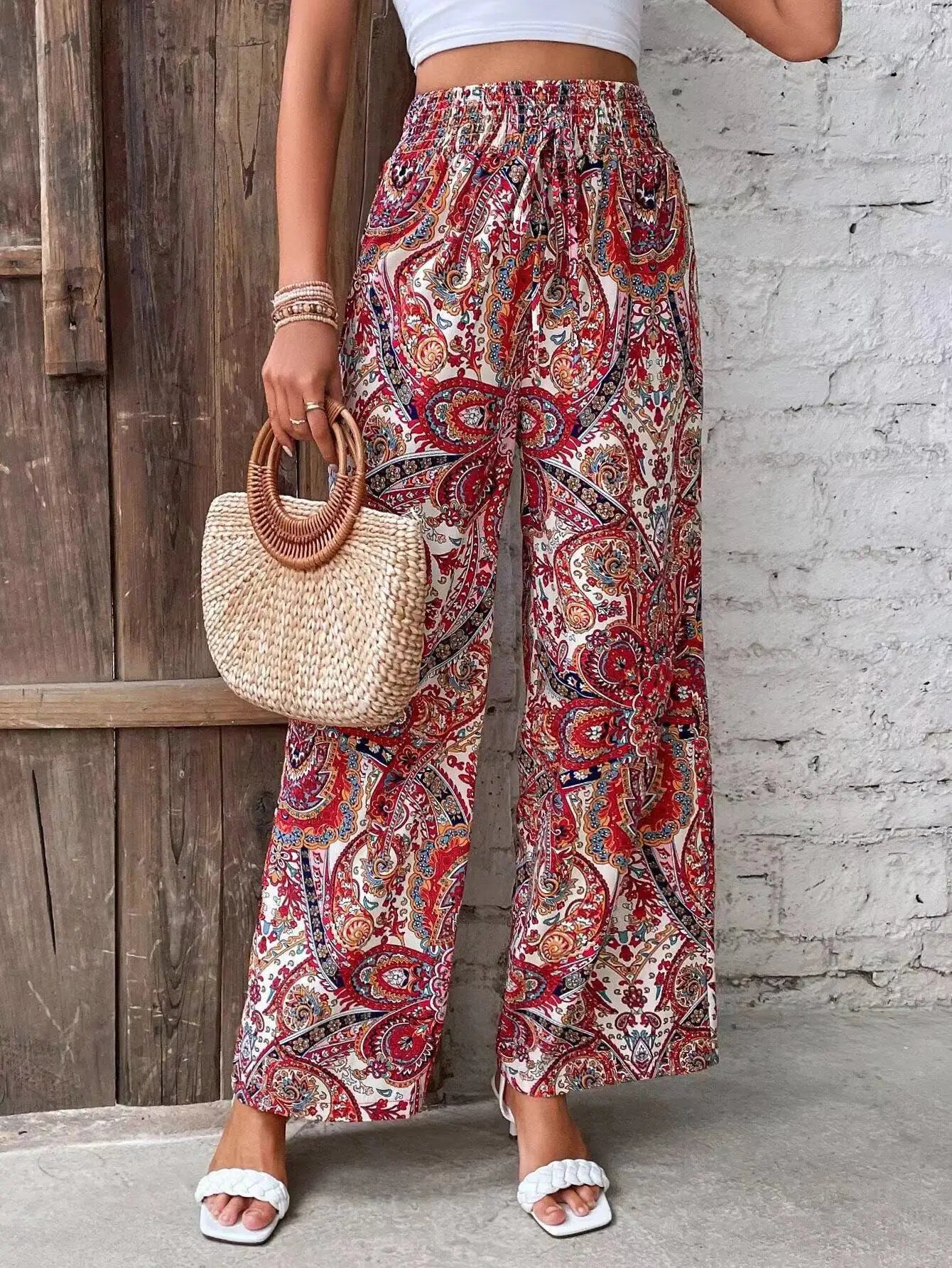 Olivia™ - Pantaloni a gamba larga stampati vintage