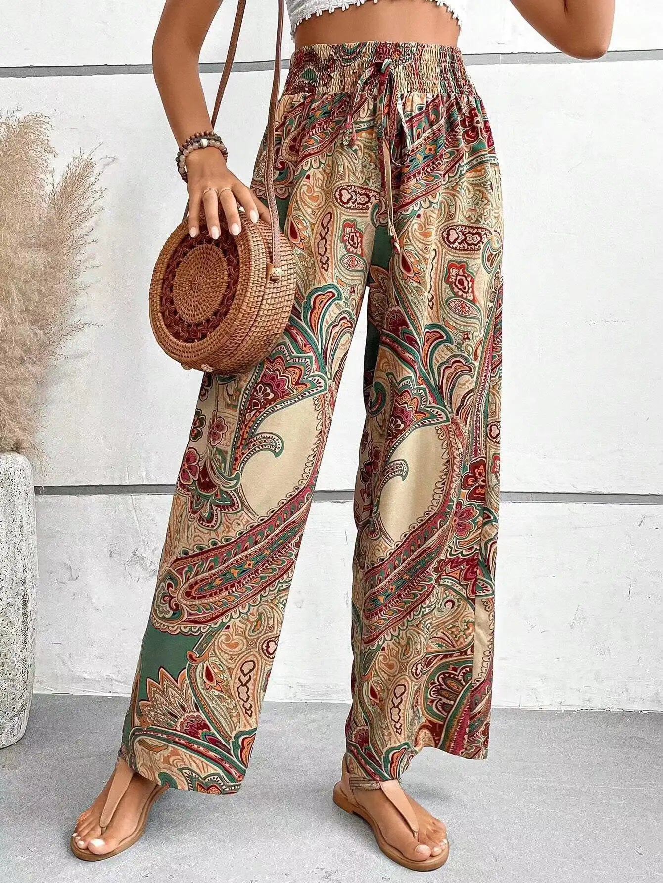 Olivia™ - Pantaloni a gamba larga stampati vintage