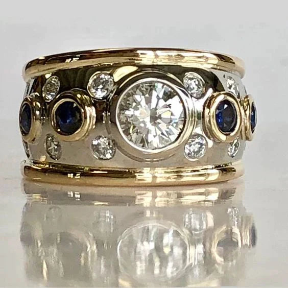 Anello Vintage Incastonato in Zirconia Dorata