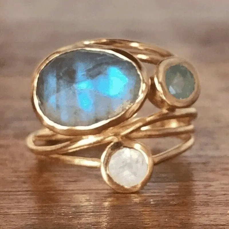 Anello in Pietra di Luna Blu