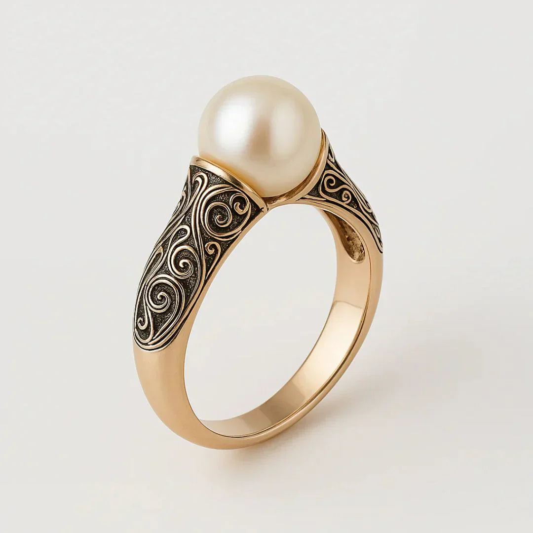 Anello Vintage in Perle Dorate
