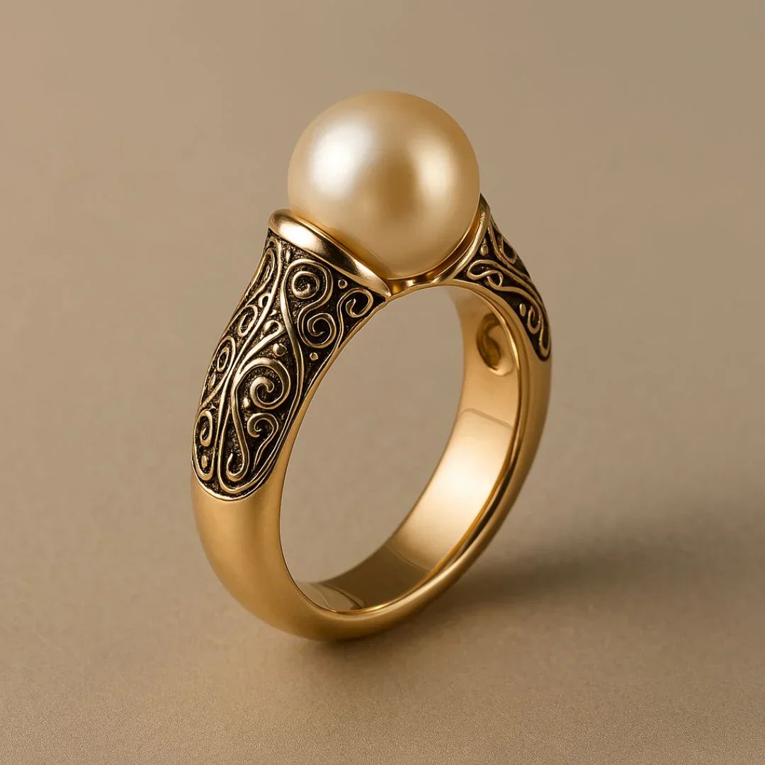 Anello Vintage in Perle Dorate