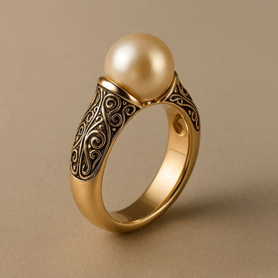 Anello Vintage in Perle Dorate